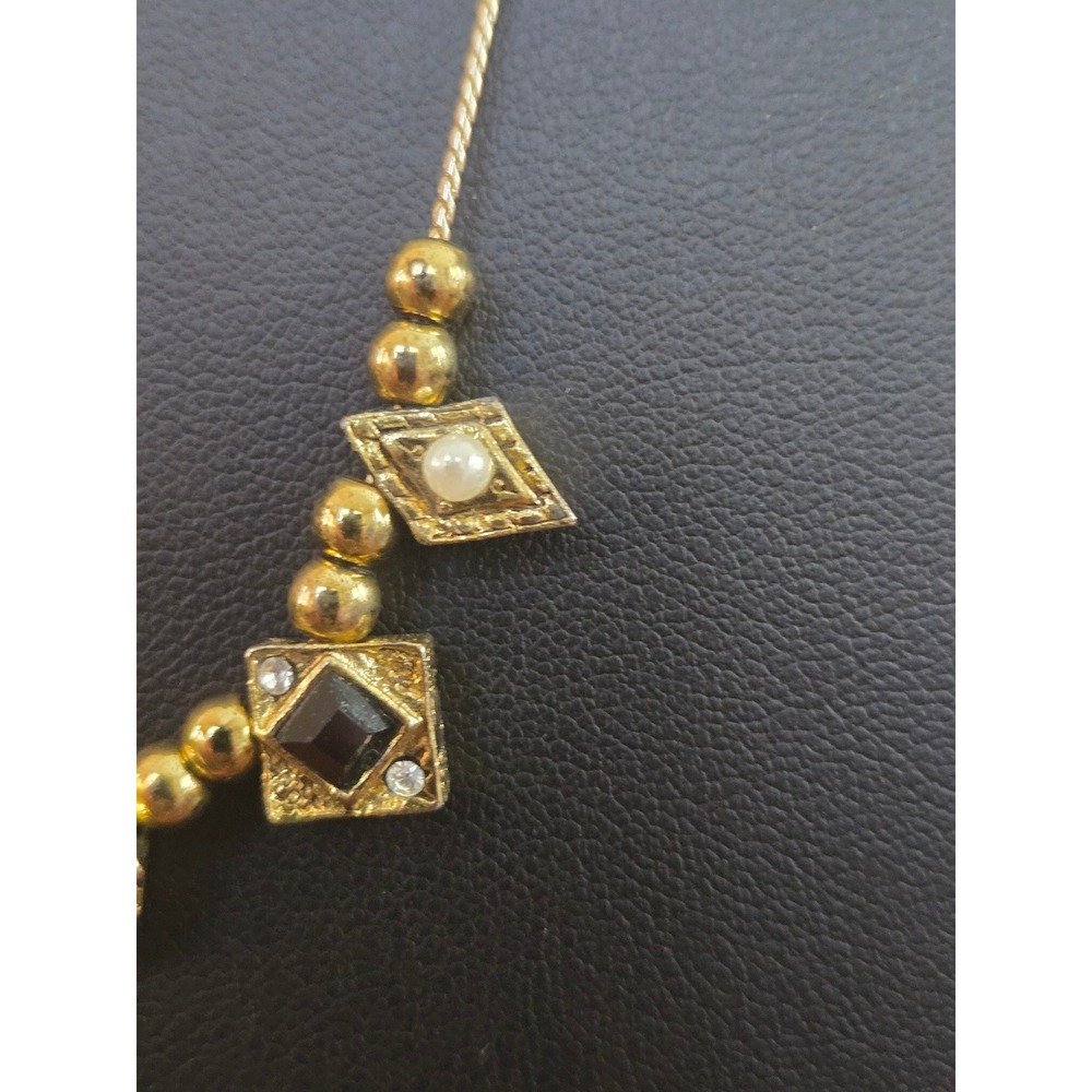 Goldette Style Charm Slider Necklace Goldtone Vintage - Picture 4 of 7